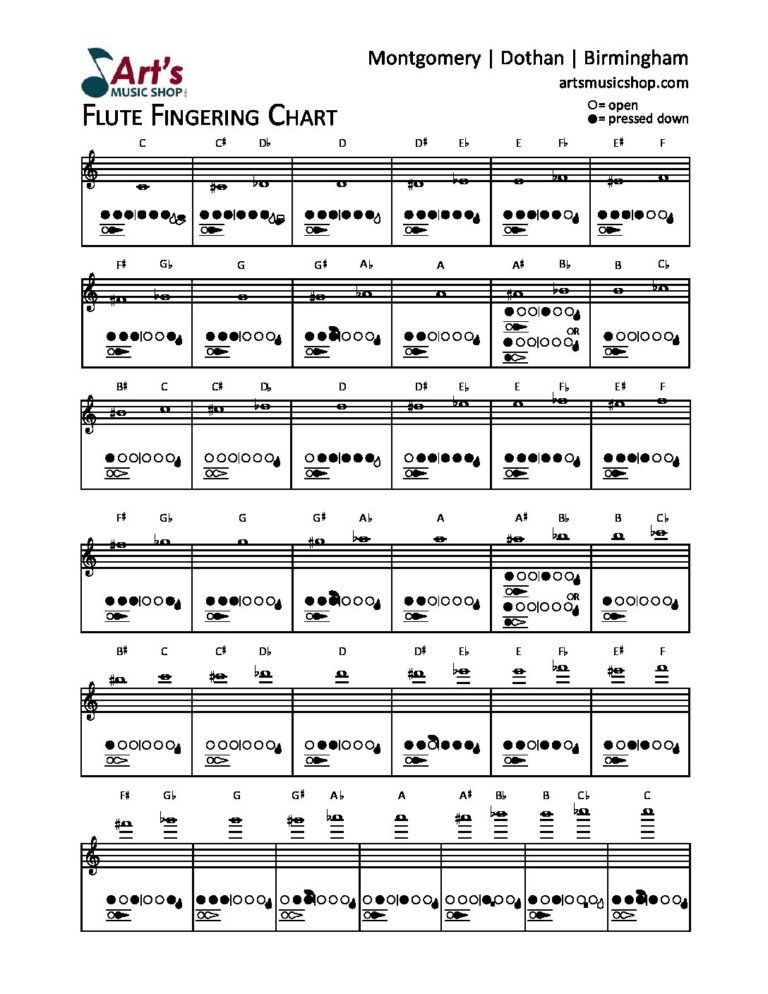 Flute Fingering Chart Download Courtesy Of Arts Music Shop 7986